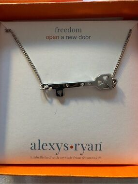 Alexis Ryan key silver necklace with Swarovski crystals. NWT